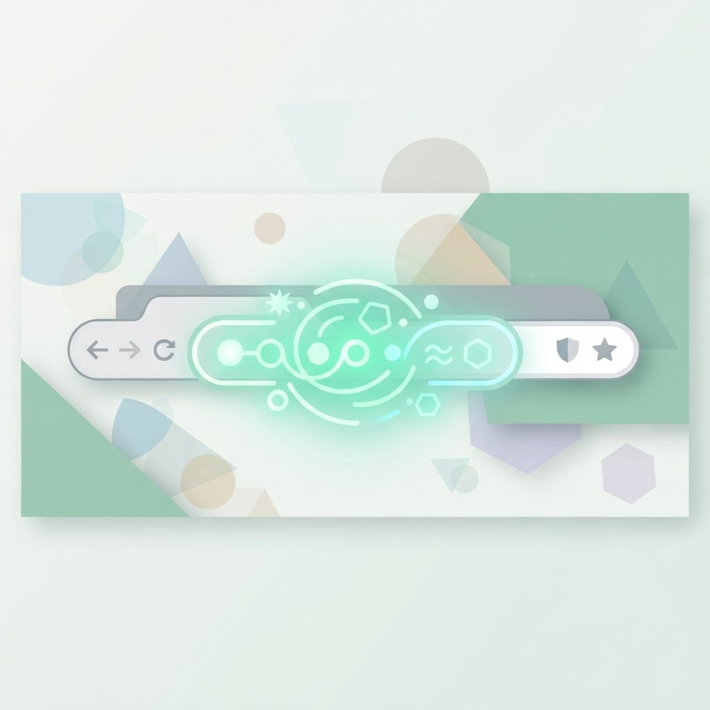 Browser address bar with a glowing domain name, highlighting memorable web addresses