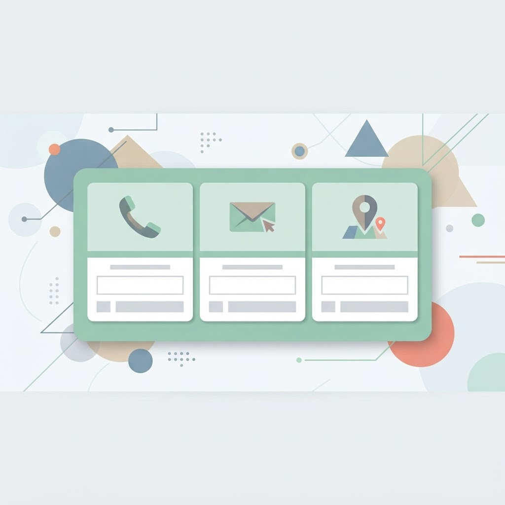 Contact form with phone, email, and map pin icons