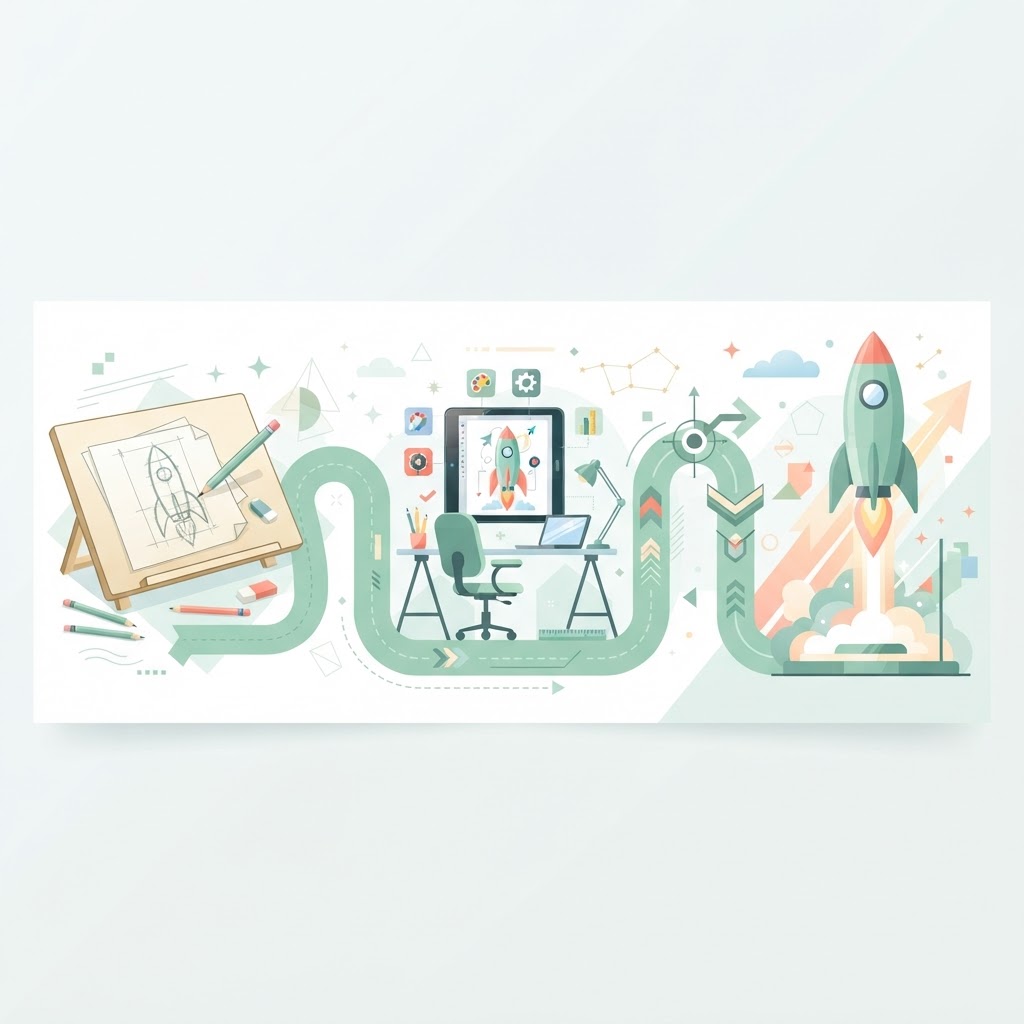 Roadmap from sketch to launch, outlining a web design project