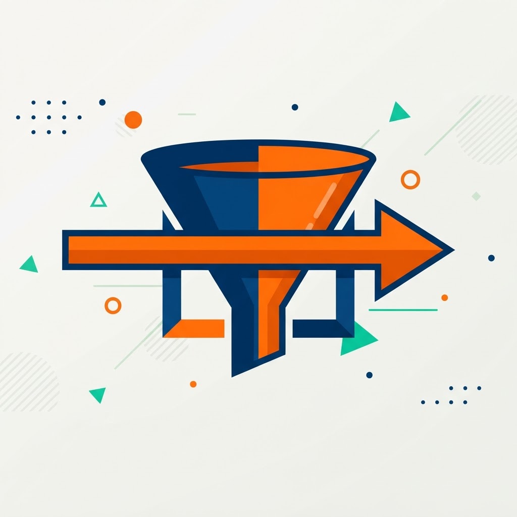 Arrow passing cleanly through a funnel, showing a focused conversion path