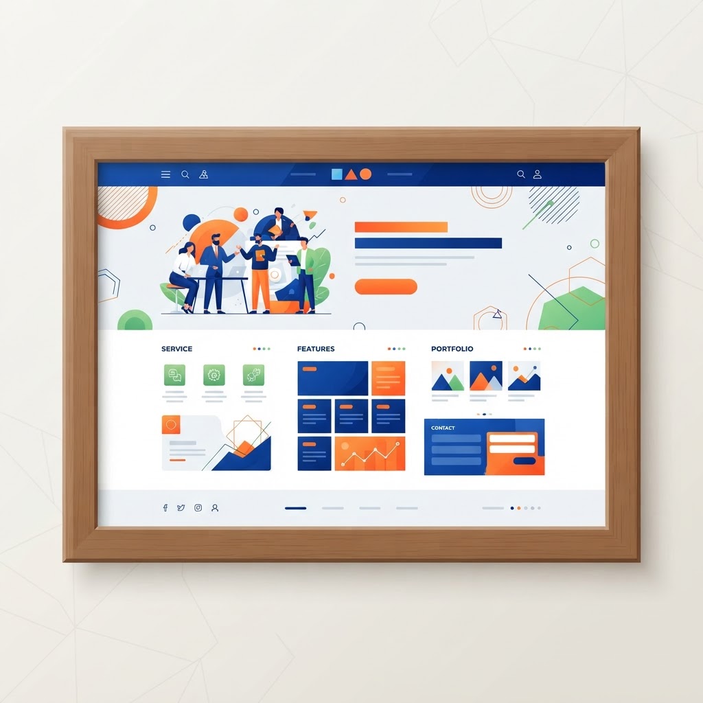 Polished finished website in a frame, representing professional results