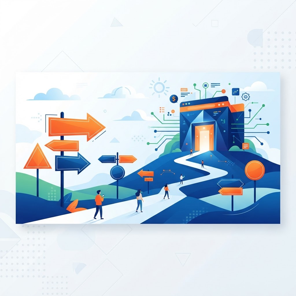 Signposts guiding visitors to a website, like links and rankings