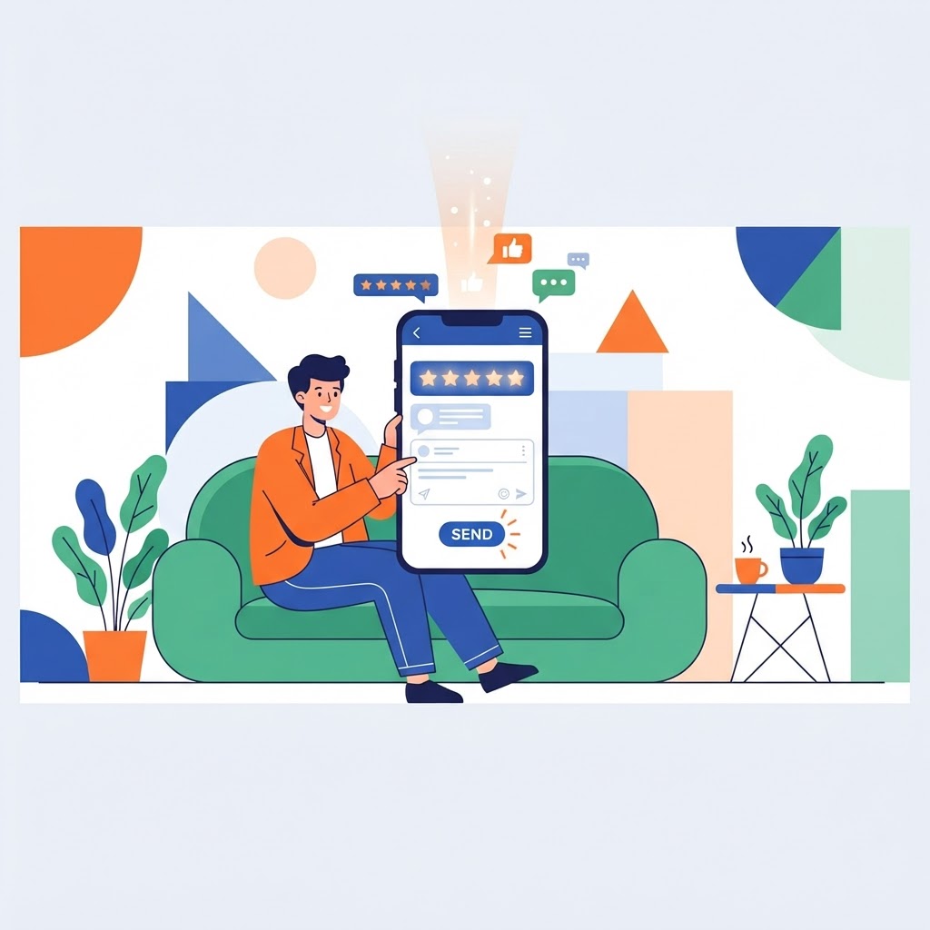 Business sending a review request by text message