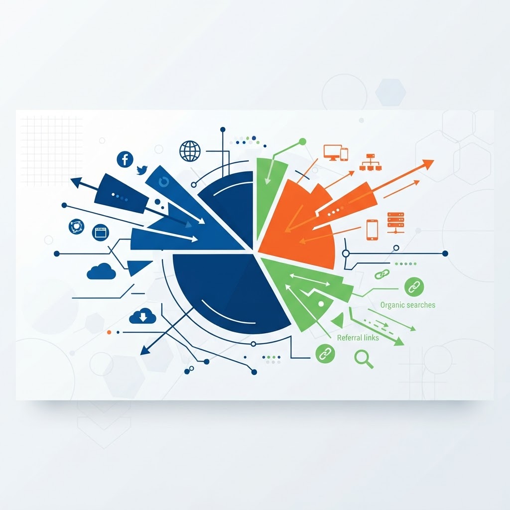 Pie chart of traffic sources, showing where visitors come from