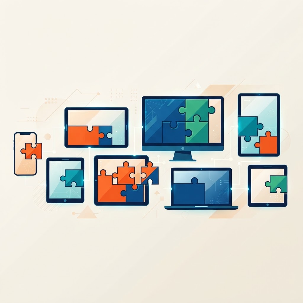 Puzzle blocks fitting different screen sizes