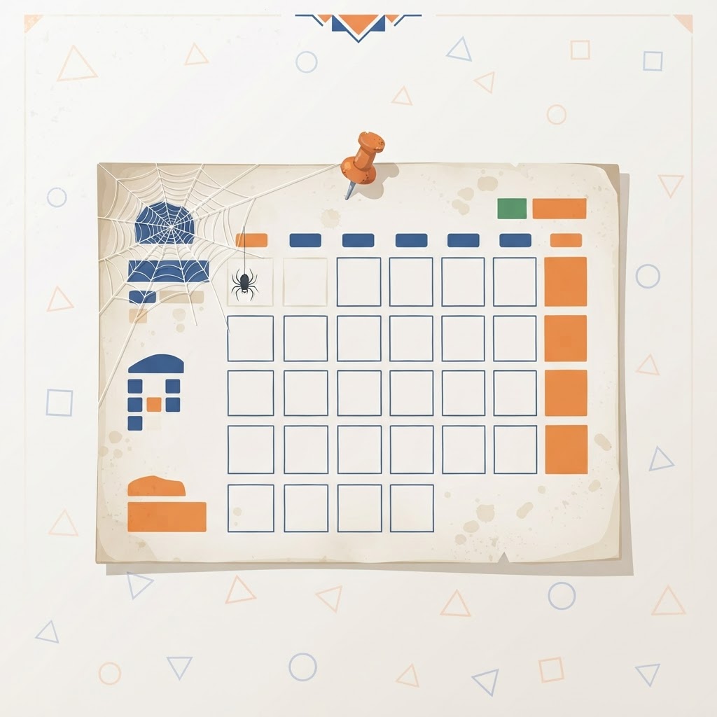 Cobwebbed calendar page, symbolizing outdated content