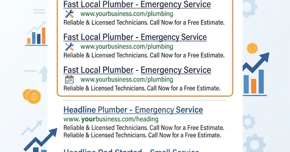 Search engine results page with paid Google Ads listings highlighted above organic results, illustrating pay-per-click advertising